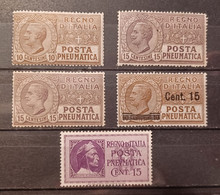 Italia Regno 1913 - 1933 Posta Pneumatica Lotto 5 Francobolli MH - Posta Pneumatica