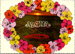 Hawaii Aloha With Flower Lei Floating Shoreward 1977 - Maui