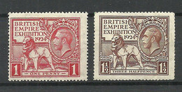 ENGLAND Great Britain 1924 Michel 166 - 167 * - Neufs