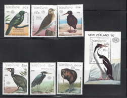 1990  Oiseaux Et Bloc Feuillet Expo New Zeland '90  Sc 973-9 **  MNH - Laos