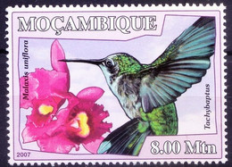 Mozambique 2007 MNH, Hummingbird, Birds & Orchids - Colibris