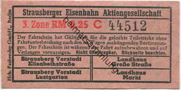 Deutschland - Strausberg - Strausberger Eisenbahn Aktiengesellschaft - Fahrschein 3. Zone RM 0,25 - Europa