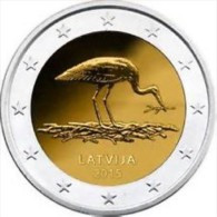 Letland-Lettonia 2015  2 Euro  Commemo  Ooievaar - Cigogne  UNC Uit De Rol  UNC Du Rouleaux  !! - Letonia