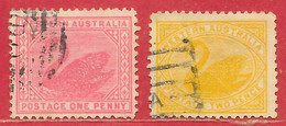 Australie Occidentale N°70 1p Rose & N°71 2p Jaune (filigrane A, Dentelé 12-12,5) 1905-12 O - Oblitérés