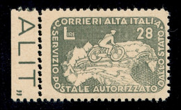 Regno - Servizi Postali Autorizzati - COR.AL.IT. - 1945 - 28 Lire Ciclista (9c) Con Doppia Dentellatura A Sinistra - Gom - Other & Unclassified