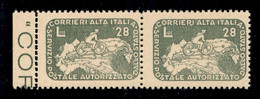 Regno - Servizi Postali Autorizzati - COR.AL.IT. - 1945 - 28 Lire Ciclista (9c+9) - Coppia Orizzontale Con Con Doppia De - Other & Unclassified