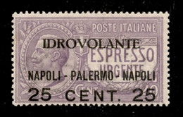 Regno - Vittorio Emanuele III - Posta Aerea - 1917 - 25 Cent Napoli Palermo (2ab - Aerea) Con Soprastampa In Basso - Gom - Other & Unclassified