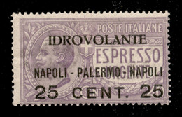 Regno - Vittorio Emanuele III - Posta Aerea - 1917 - 25 Cent Napoli Palermo (2ac) Con Soprastampa A Destra - Gomma Origi - Other & Unclassified