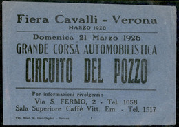 Regno - Vittorio Emanuele III - Posta Aerea - 1926 (19 Marzo) - Città Di Verona - Volantino Lanciato Dai Palloni Della Q - Other & Unclassified