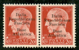 Emissioni Locali - Base Atlantica - 1943 - Coppia Del 20 Cent (8+8h) Con L Di Corpo Diverso - Gomma Integra - Cert Rayba - Autres & Non Classés