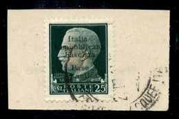 Emissioni Locali - Base Atlantica - 1943 - 25 Cent (9 - Varietà) Usato Su Frammento - I Di Italia Diverso - Non Cataloga - Autres & Non Classés