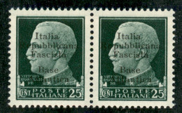 Emissioni Locali - Base Atlantica - 1943 - Coppia Del 25 Cent (9+9h) Con L Di Corpo Diverso - Gomma Integra - Cert Rayba - Autres & Non Classés