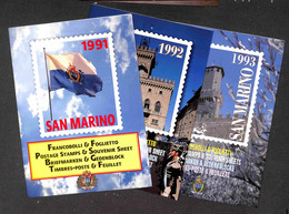 SAN MARINO - 1991/1995 - Cinque Folder Con Le Annate Complete Francobolli + Foglietti (due Libretti Del 1992) Nuovi - Autres & Non Classés