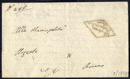 Cover 1814, Lettera In Franchigia Da Pordenone Con Timbro A Rombo Non Catalogato Per Aviano - Lombardo-Venetien