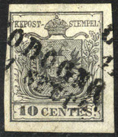 O 1850, 10 Cent. Grigio (grau), Prima Tiratura, Firm. A. Diena, Cert. Goller (Sass. Non Catalogato) - Lombardo-Vénétie