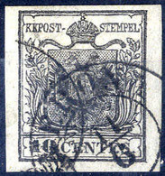 O 1850, 10 Cent. Nero, Usato A Verona, Ben Marginato (Sass. 2 / 250,-) - Lombardo-Vénétie