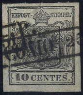 O 1850, 10 Cent. Girgio Nero, Prima Tiratura, Usato, Cert. Steiner (Sass. 2b) - Lombardo-Vénétie