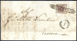 Cover 1850, 30 Cent. Bruno Rossastro, Primo, Su Lettera Da Bergamo (Sass. 7f - ANK 4HI) - Lombardije-Venetië