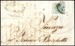 Cover 1850, 45 Cent. Azzurro Ardesia Su Lettera Da Milano, Firm. Sorani (Sass. 11/ 450,-) - Lombardije-Venetië