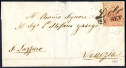 Cover 1854, "Pieghe Di Carta", 15 Cent. Rosso Vermiglio, Carta A Macchina, Su Lettera Da Dolo 27.9.1857 Per Venezia, Fir - Lombardije-Venetië