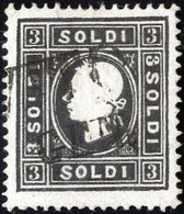 O 1858, 3 Soldi Nero II°tipo, Usato, Splendido, Firmato Colla, Sass. 29 / 250,- - Lombardo-Venetien