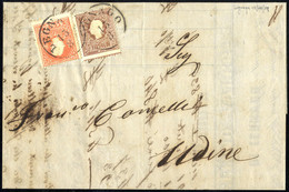 Cover 1859, 5 Soldi Rosso + 10 Soldi Bruno, Secondo Tipo, Su Lettera Da Legnago (Sass. 30+31 - ANK 9II+10II) - Lombardo-Venetien