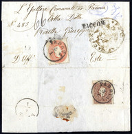 Cover 1859/61, Raccomandata Da Padova Per Este Affrancata Sul Fronte Con 5 Soldi Rosso, Terza Emissione, Più 10 Soldi Br - Lombardo-Venetien