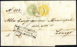 Cover 1863, 2 Soldi Giallo + 3 Soldi Verde Su Lettera Della Prima Distanza Da Cologna, Cert. E. Diena (Sass. 36+37 - ANK - Lombardo-Venetien