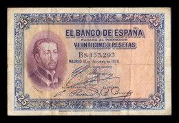 España Spain 25 Pesetas San Francisco Xavier 1926 Pick 71 T.293 BC+ F+ - 1-2-5-25 Pesetas