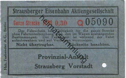 Deutschland - Strausberg - Strausberger Eisenbahn Aktiengesellschaft - Ganze Strecke Fahrschein RM 0.30 - Europa