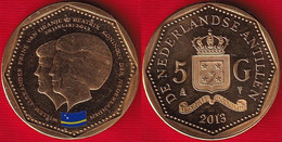 Netherlands Antilles 5 Gulden Coin 2013 "Curacao Flag" UNC - Antille Olandesi
