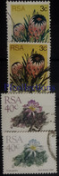 U169 - SOUTH AFRICA 1977/88 FIORI LOCALI - VARIETA' DI COLORE - COLOR VARIETY MIX SET 4 STAMPS USATI - USED - Oblitérés