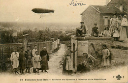 Fontenay Sous Bois * Fontaine Des Rosettes à L'avenue De La République * Enfants Villageois Ballon Dirigeable Aviation - Fontenay Sous Bois