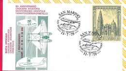 SAN MARINO - ANNULLO SPECIALE "XX ANNIVERSARIO 1° VOLO SAN MARINO-RIMINI- LONDRA*11.7.79*" SU BUSTA - Storia Postale