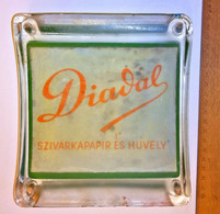 GLASS Cash Money Tray ADVERTISING - CIGARETTE TOBACCO Paper DIADAL VICTORY 1930 + Unused Paper With Tax Revenue - Sonstige & Ohne Zuordnung