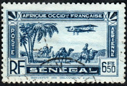 Sénégal Obl. N° PA  9 - Avion Survolant L'Afrique - Caravane De Chameaux. Le 6F50 Bleu - Posta Aerea