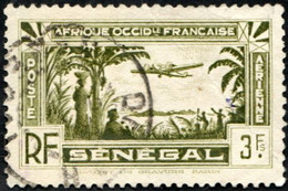 Sénégal Obl. N° PA  6 - Avion Survolant L'Afrique - Caravane De Chameaux. Le 3F Vert - Poste Aérienne