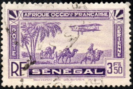 Sénégal Obl. N° PA  7 - Avion Survolant L'Afrique - Caravane De Chameaux. Le 3F50 Violet - Posta Aerea