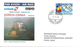 Liechtenstein: 1994 Swissair Air Mail Brief Zürich - Osaka - Covers & Documents