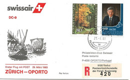 Liechtenstein: 1983 Swissair Air Mail Brief Zürich - Oporto - Briefe U. Dokumente