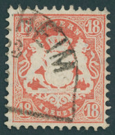 BAYERN 27Xb O, 1870, 18 Kr. Dunkelziegelrot, Wz. Enge Rauten, Kabinett, Gepr. Brettl, Mi. (240.-) - Bavaria