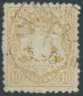 BAYERN 29Xb O, 1873, 10 Kr. Dunkelgelb, Wz. Enge Rauten, Pracht, Gepr. Brettl, Mi. 500.- - Sonstige & Ohne Zuordnung