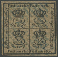 BRAUNSCHWEIG 9a O, 1857, 4/4 Ggr. Schwarz Auf Graubraun, Seltener Blauer Nummernstempel 23 (HOHEGEISS), Unten Minimaler  - Brunswick