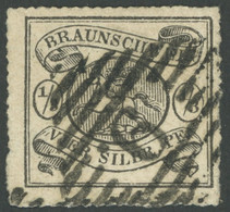 BRAUNSCHWEIG 13A O, 1864, 1/3 Sgr. Schwarz, Durchstich Nicht Ganz Perfekt Sonst Pracht, Gepr. Brettl, Mi. 2800.- - Braunschweig