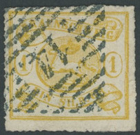 BRAUNSCHWEIG 14A O, 1864, 1 Sgr. Gelbocker, Durchstochen 16, Nummernstempel 14 (GANDERSHEIM), Pracht, Mi. 180.- - Brunswick