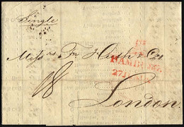 HAMBURG VORPHILA 1817, HAMBURG 27. JUN.. Roter L2 Mit Turm Auf Brief Nach London, Pracht - Prephilately