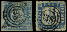 SCHLESWIG-HOLSTEIN 6,7 O, 138 (BORNHÖVED) Auf 11/4 S. Grauultramarin Und Mittelblau/weißrosa, 2 Werte Mit Mängeln - Schleswig-Holstein