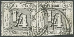 THURN Und TAXIS 35 Paar O, 1867, 1/4 Sgr. Schwarz Im Waagerechten Paar, Nummernstempel 14, Fotobefund Sem: Linke Marke M - Sonstige & Ohne Zuordnung
