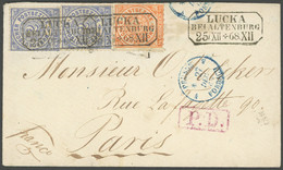 NDP 3,5 BRIEF, 1868, 1/2 Gr. Orange Und 2x 2 Gr. Blau, Nachverwendeter Sachsen-Stempel LUCKA Bei Altenburg, Rückseitige  - Other & Unclassified