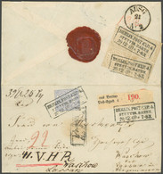 NDP 18 VB,17 BRIEF, 1869, 5 Gr. Olivbraun Im Viererblock (rechte Obere Ecke Abgerissen) Mit 2 Gr. Graublau Auf Dekorativ - Other & Unclassified